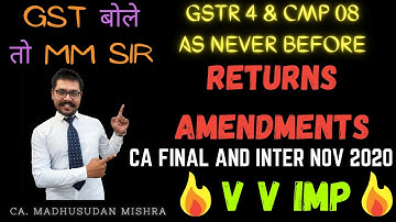 GST Amendments for Nov 2020 | Returns under GST by MM Sir
