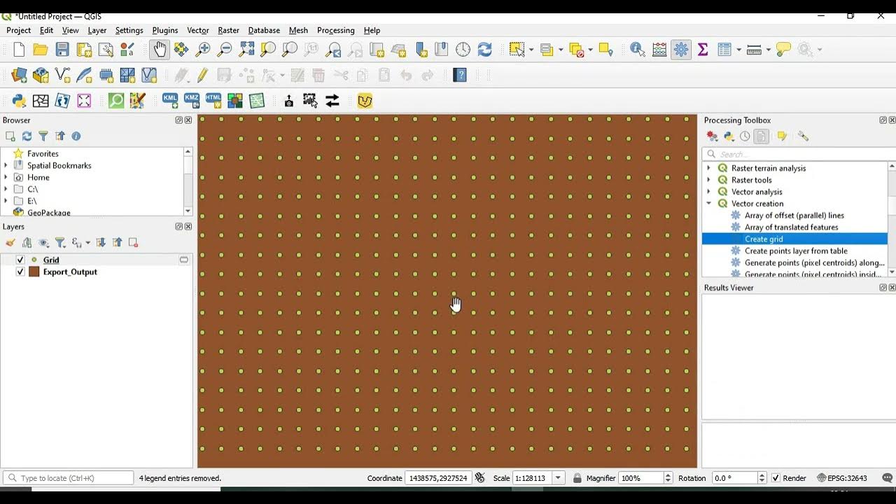 Create point grid or of specified interval for an area of