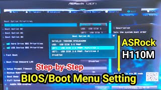 BIOS/Boot menu setting on ASRock H110M motherboard and install windows Step-by-Step
