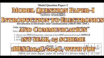 Introduction to Electronics and Commu.., Model Question Paper, 1BESC104C/204C, 25 scheme, with pdf