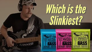 Bass String Gauge Comparison - Extra, Super, Regular Slinky
