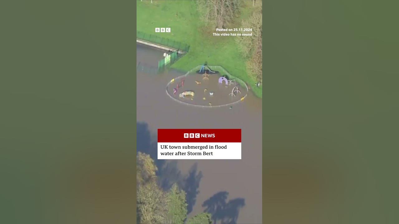 UK town submerged in water after Storm Bert. #Storm #Flood #BBCNews