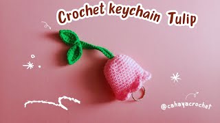 Crochet keychain tulip/crochet bag charm/Gantungan kunci rajut tulip🌷