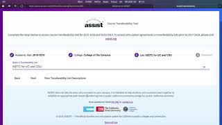 ASSIST Course Transferability Tool Walkthrough