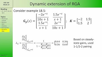 CBE 430 Week 14 05 Dynamic RGA and Summary