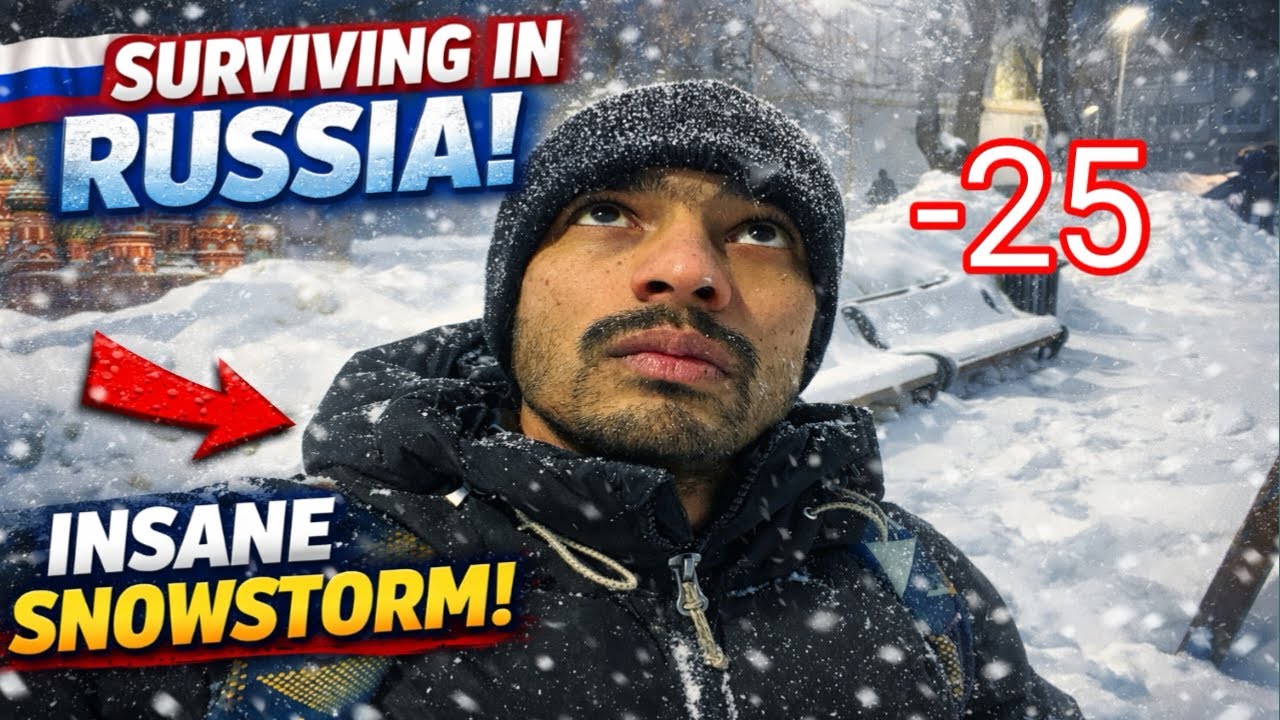 Surviving in russia -25 #strom#snowstrom#survivingthecold#human#russia#winter#cold#india 