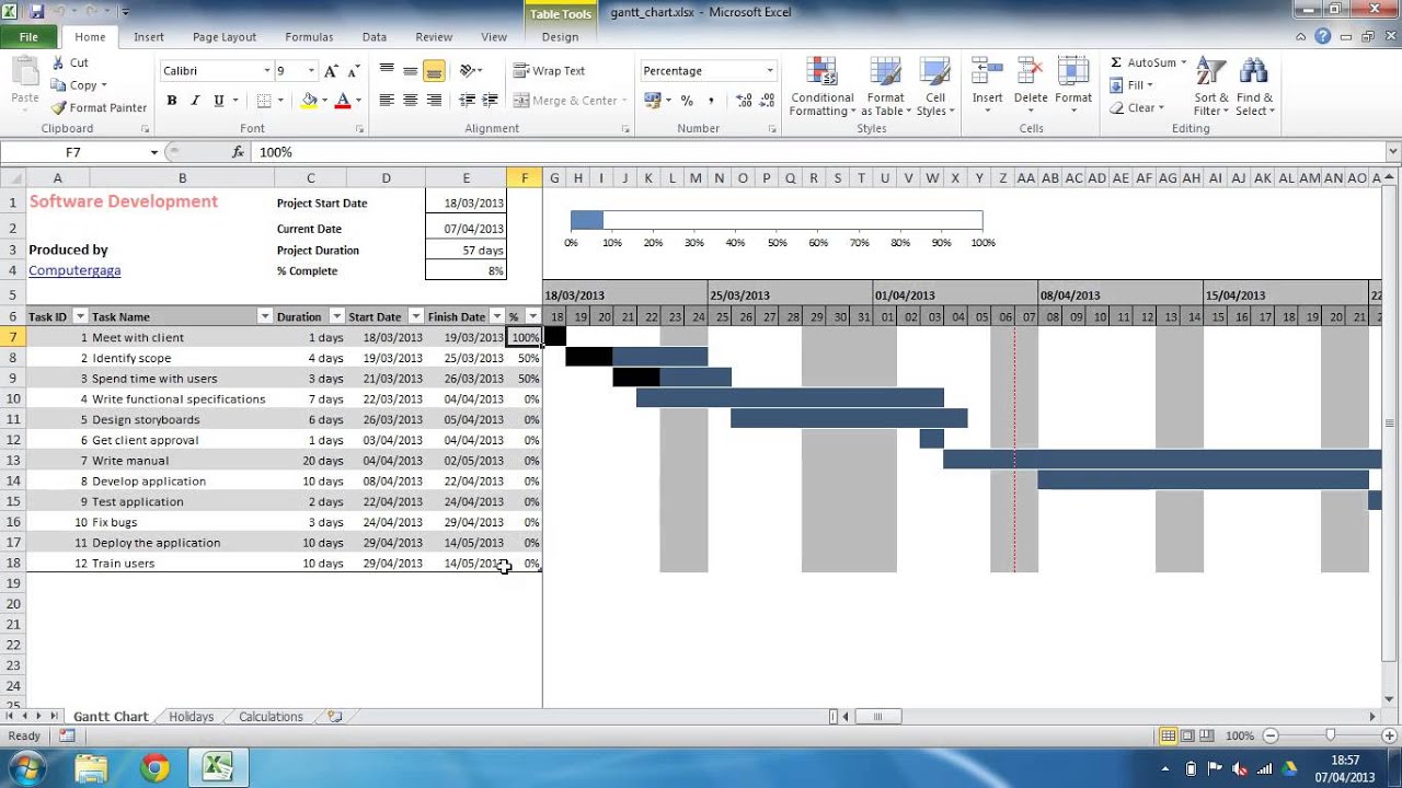 Excel Gantt Chart With Conditional Formatting Template