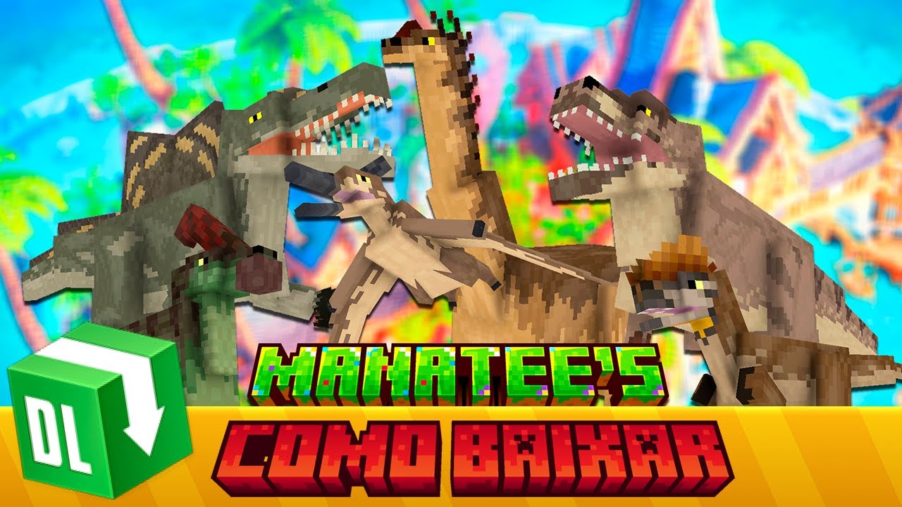 COMO BAIXAR E INSTALAR O ADDON MANATEE'S MOBS DINOSAUR 1.0.7 (1.21/ 1. ...