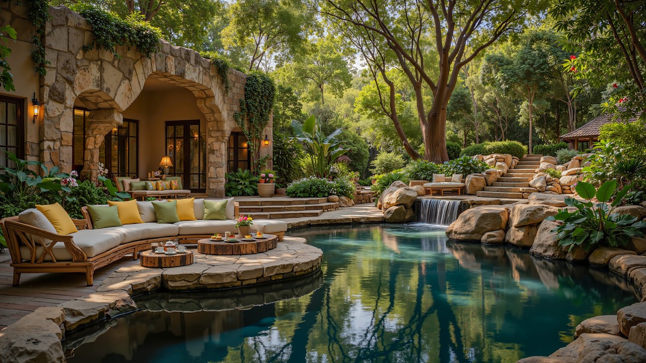 Gentle Coffee Shop Jazz by Garden of Resort with Nature Lounge 🌿 Calm Jazz Music for Stress Relief