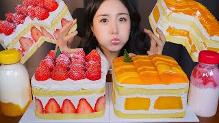 Сладкий Фруктовый Десерт🍰 Клубничный Кекс & Торт Манго АСМР МукбангㅣDessert Cake Mukbang