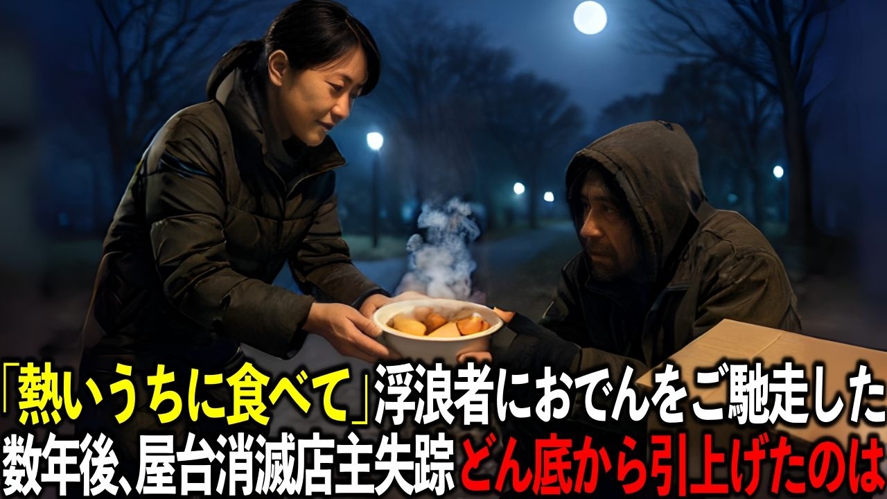段ボールの男におでんを差し出した屋台店主…数年後店が潰れ瀕死の彼女の前に現れたのは・・・