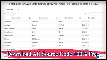 Fetch Last 30 Days Data Using PHP Mysql Ajax | Filter Datables Data on Days