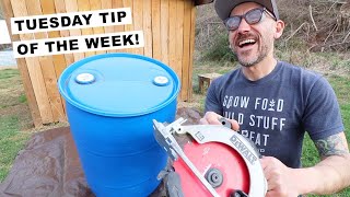 HOW TO CUT the LID OFF (55 Gallon BLUE Barrel)