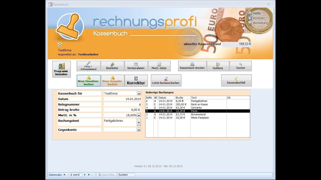 rechnungsprofi kassenbuch - YouTube