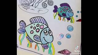 كيف ألون سمكة للأطفال, how I coloring a fish for kids