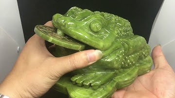 ( Thiềm Thừ )  Cóc Ngậm Tiền Đá Serpentine Tự Nhiên