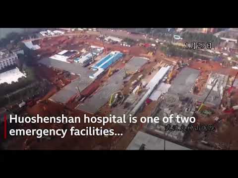 დრონიდან გადაღებული ვუჰანის საავადმყოფოს მშენებლობა