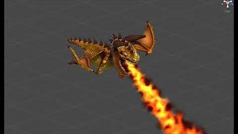 Cartoon Topaz Dragon Animated Low-poly 3D Model - Dragon Fire [Unity]