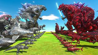 Steel Godzilla Team vs Berserk Godzilla Team - Animal Revolt Battle Simulator screenshot 1