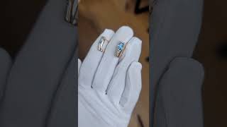 Золоті сережки з блакитним топазом та фіанітами ✨️ | #золото #earrings #сережки