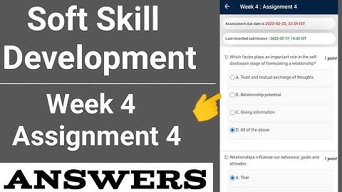 NPTEL Soft Skill Development WEEK 4 ASSIGNMENT ANSWERS | 2022
