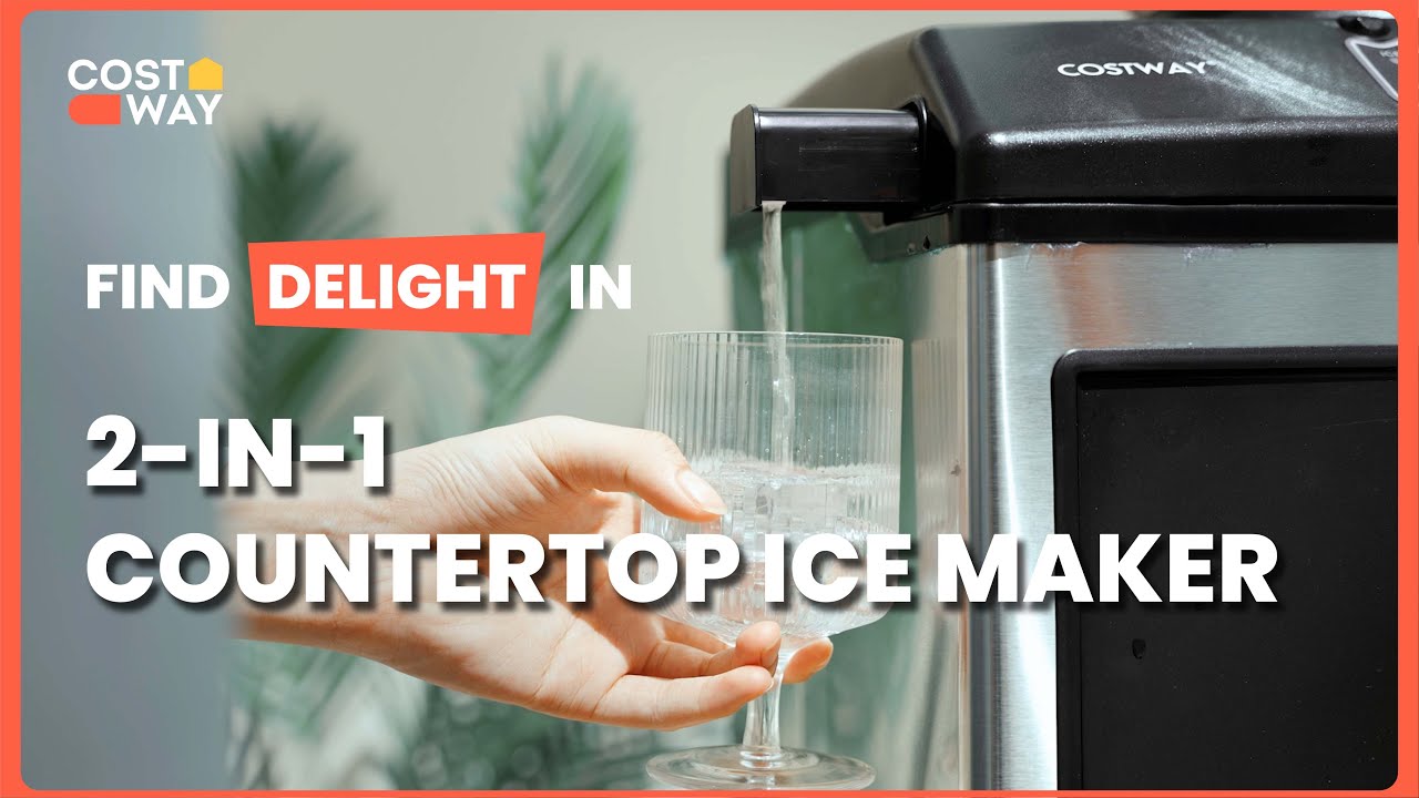 SOUKOO 2 in 1 Countertop Ice Maker Machine - 48lbs Daily Ice Production