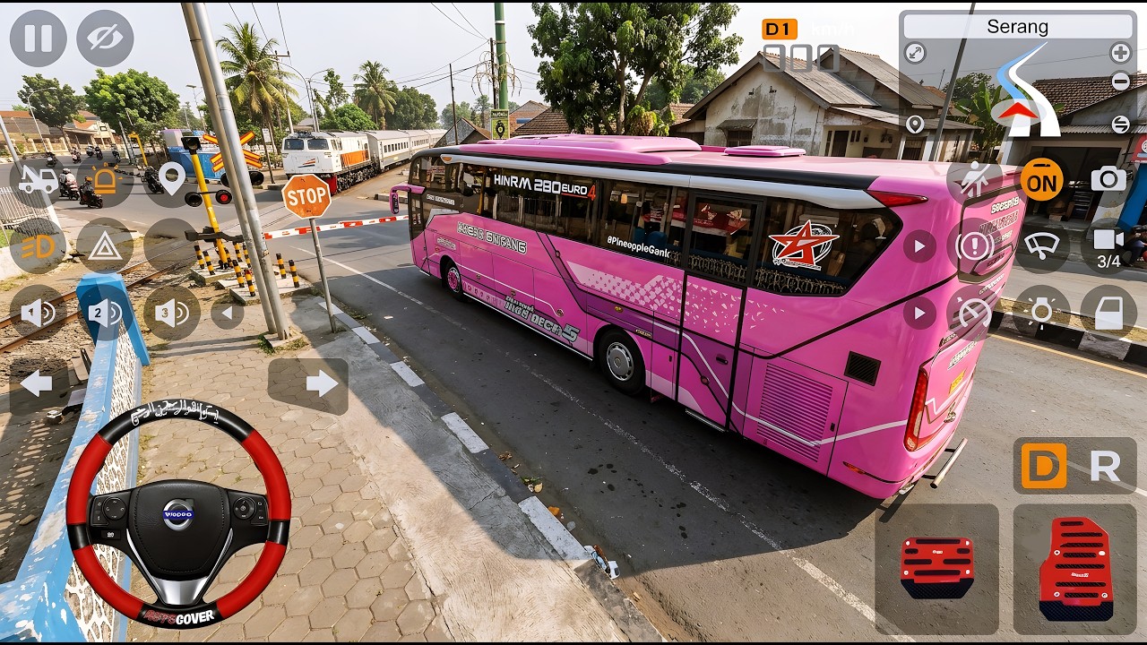 Bus Java's Queen Bus Java's Queen Aneka Bintang Sedang Menunggu Kereta Api Melintas ...