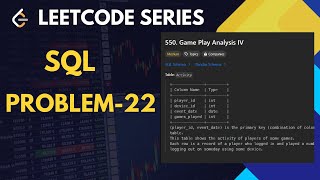 550. Game Play Analysis IV | SQL | LeetCode | Campus Placements | Easy Explaination