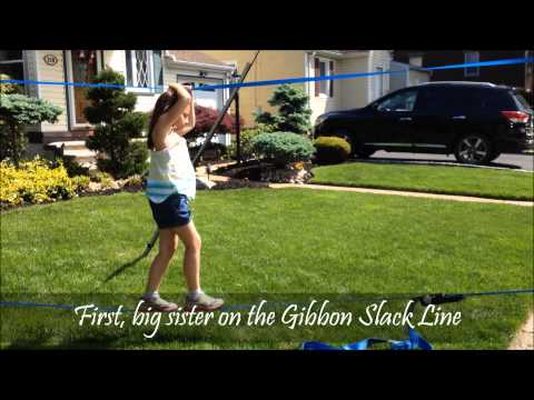 Gibbon Slack Line Fun Line for Kids demonstrated by Jersey Family Fun