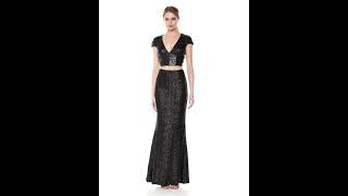 Dress the Population Women's Cara Two Piece Sequin Gown Black