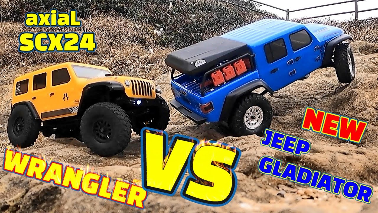 New SCX24 Jeep Gladiator VS Wrangler What is the difference Homemade course  and beach comparison - YouTube