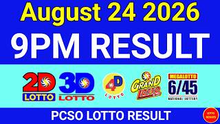 9PM Lotto Result Today August 24 2026 Swertres Ez2 PCSO