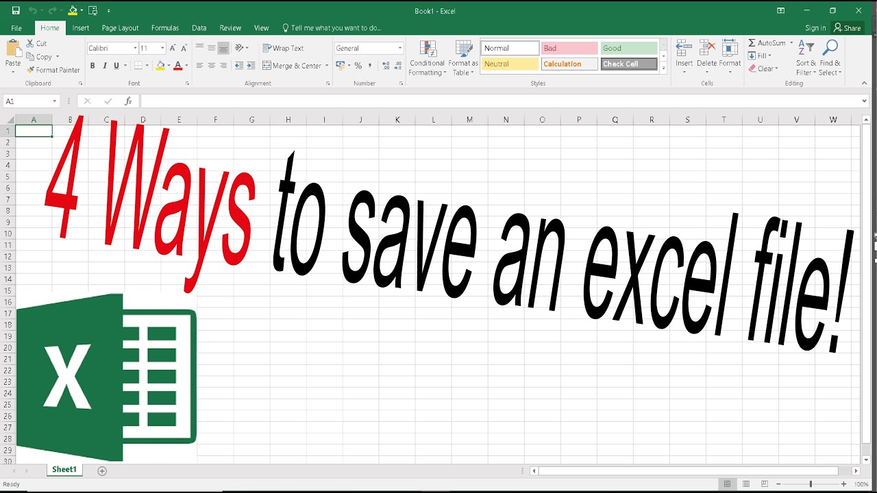 4 Ways to Save an Excel file - YouTube