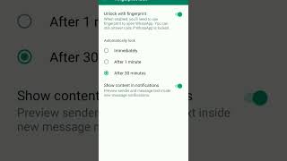 watsup app settings.. and privacy and fingerprint lock add screenshot 2