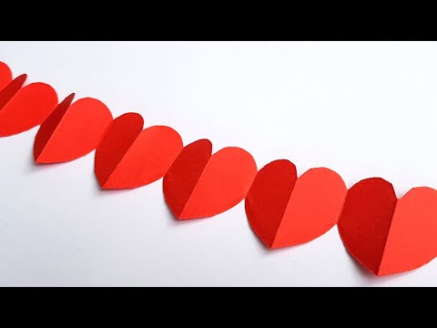 Гирлянда Сердечки из бумаги своими руками на День Святого Валентина | How to make Paper Heart Chain