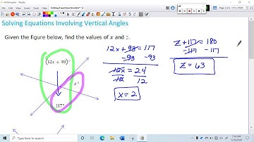 Solving Equations Involving Vertical Angles