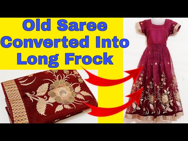 Convert Old Saree Into flared gown/maxi dress in 30 minutes|DIY 30 Min Maxi  Dress|Asvi Malayalam - YouTube