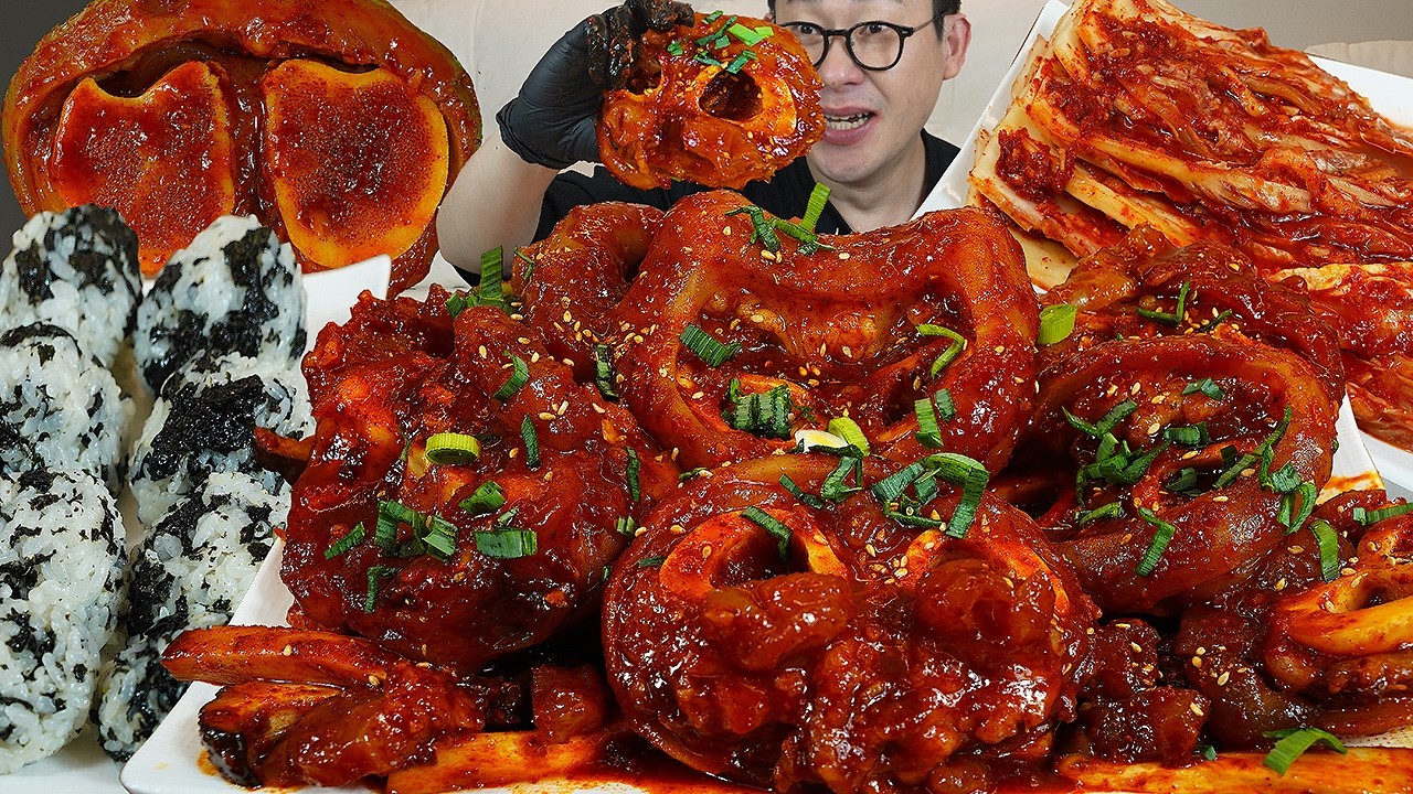 ASMR MUKBANGㅣSpicy Braised Beef Feet & Rice ballsㅣEATING SHOW