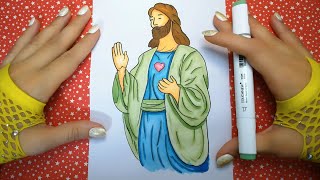 💗🎄 HOW TO DRAW AND COLOR JESUS ​​CHRIST - STEP BY STEP - BEAUTIFUL RELIGIOUS DRAWING