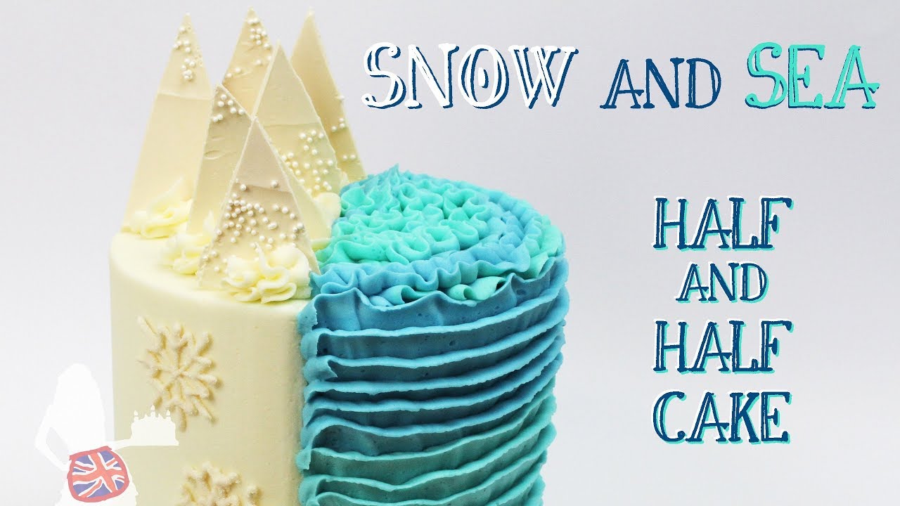 Half And Half Cake Sea And Snow Cake Youtube