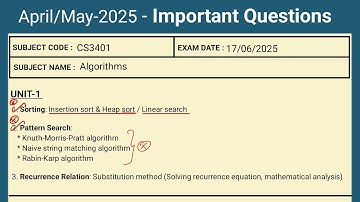cs3401 algorithms | important questions | april may 2025 | 17-06-2025 exam | anna university latest