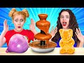 TANTANGAN MAKANAN FONDU COKELAT! || Makanan Asli VS dari Cokelat oleh 123 Go LIKE!