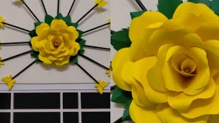 Hướng dẫn làm Hoa hồng giấy treo tường- DIY- Paper Rose Flower Wall hanging - home decor ideas