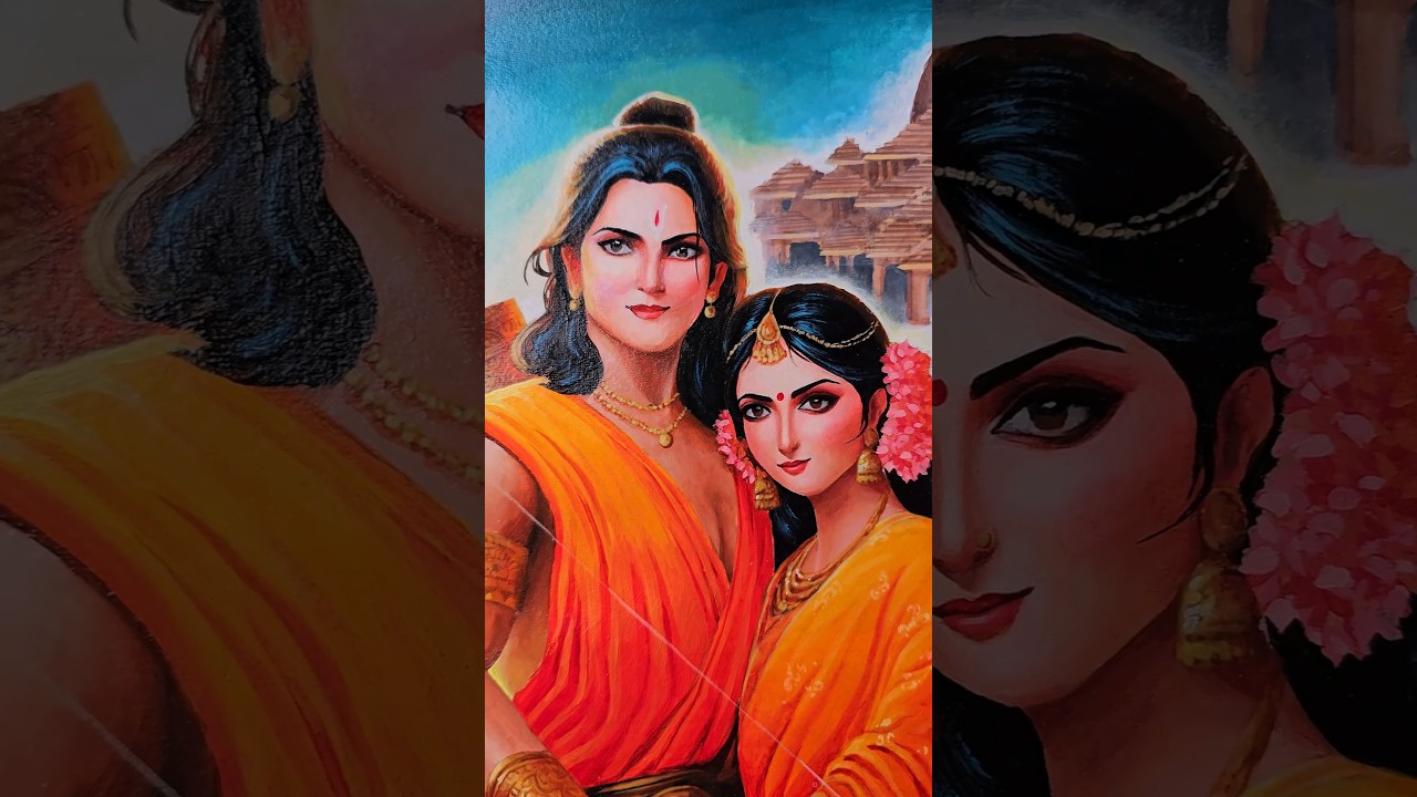 Ram Sita painting 😍 : tutorial 