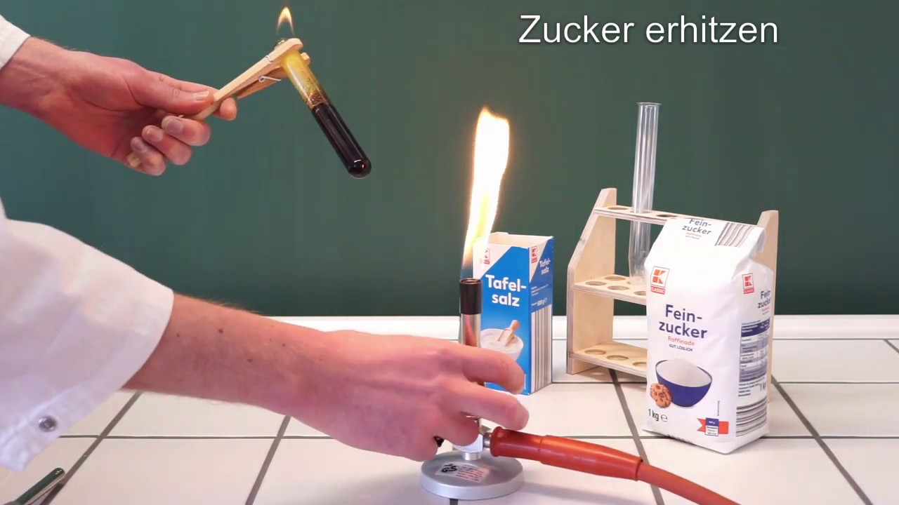 Kochsalz und Zucker erhitzen - Experiment - YouTube
