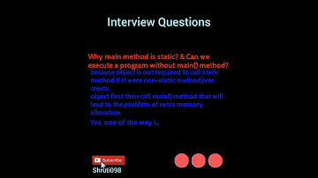 why main method is static? || shruti098
