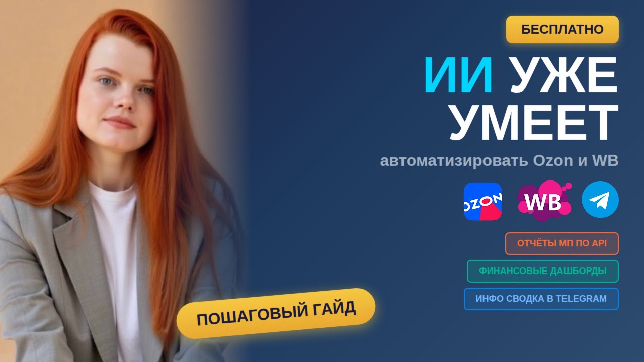 Автоматизация Ozon и WB с ИИ бесплатно: данные по API с МП, отчет в TG бот, финансовый дашборд