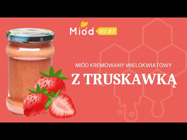 MiodoMix - Miód Wielokwiatowy Kremowany z Truskawką (słoik szklany 400 g) - Karton 40 sztuk