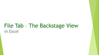 Lesson A-04: Microsoft Excel - Backstage view