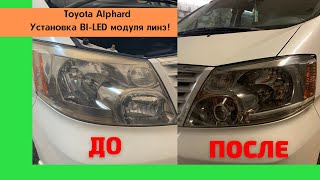 Установка би-лед линз Тойота Альфард дорестайлинг. Ремонт Toyota Alphard, перекидка из Армении.